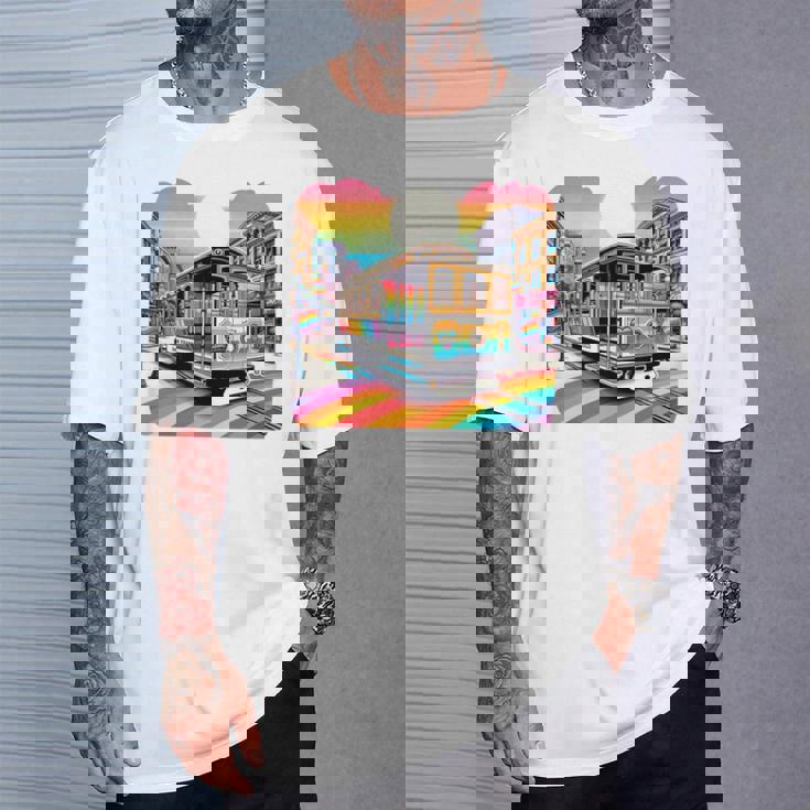 ビンテージ サンフランシスコ ケーブルカーf カストロ カリフォルニア Lgbtq 長袖tシャツ Tシャツ 彼への贈り物