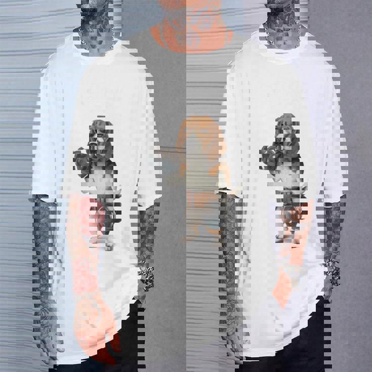 ビーグル 犬 ダンベル 筋トレ 筋肉 ワークアウト ジム Tシャツ 彼への贈り物