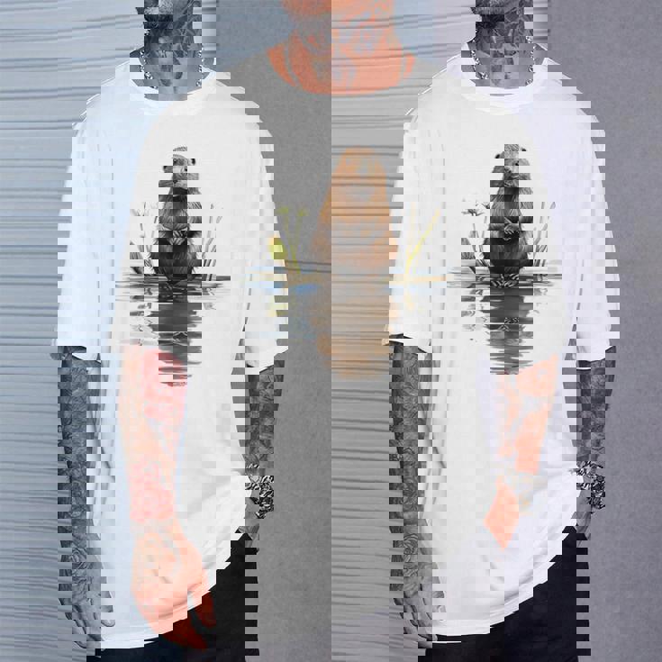 ビーバー 恋人 動物 アート イラスト グラフィック ビーバー Tシャツ 彼への贈り物