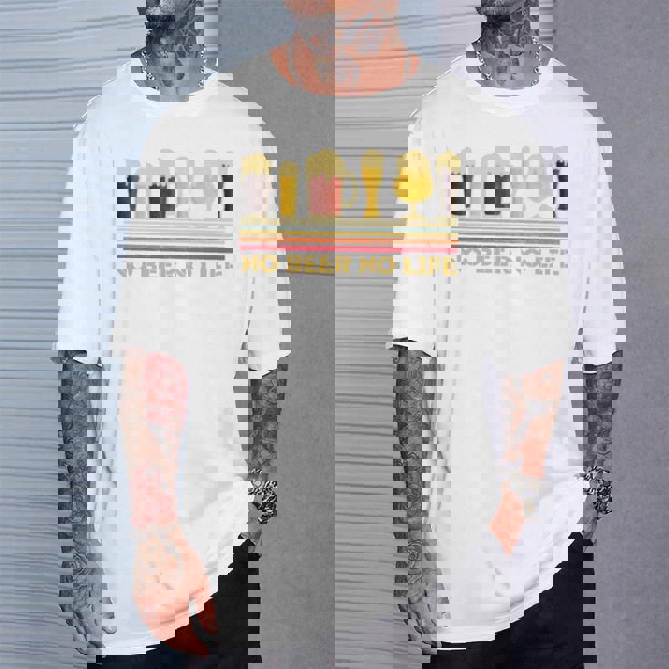 ビール 酒 面白いtシャツ No Beer No Life 飲み おもしろ 飲み会 のんべえ メンズ ネタ 服 長袖tシャツ Tシャツ 彼への贈り物