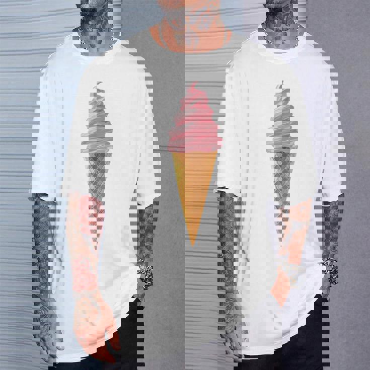 ピンク ソフトサーブ ストロベリー アイスクリーム コーン Tシャツ 彼への贈り物