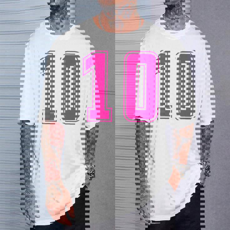 ピンク色背番号 10 チーム短大スポーツピンク色背番号付きユニフォーム Tシャツ 彼への贈り物