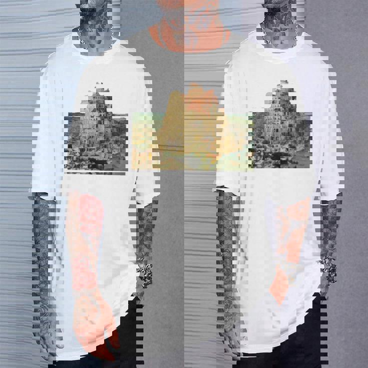 ピーテル・ブリューゲルによるバベルの塔 1563 長袖tシャツ Tシャツ 彼への贈り物