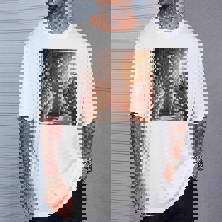 ファンタジー表彰台 美しい猫 長袖tシャツ Tシャツ 彼への贈り物