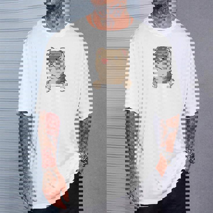 フェレット・イン・ア・ポケット ペット ファニー フェレット 長袖tシャツ Tシャツ 彼への贈り物