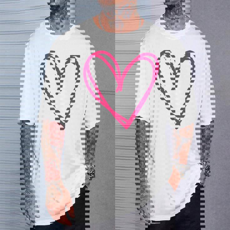 ホットピンクハート Tシャツ 彼への贈り物