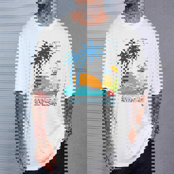 ボラカイ島 ヤシの木 日没 花 フィリピン ビーチ カクテル パラワン島 東南アジア 海鳥 島 贈り物 海 お土産 セブ Tシャツ 彼への贈り物