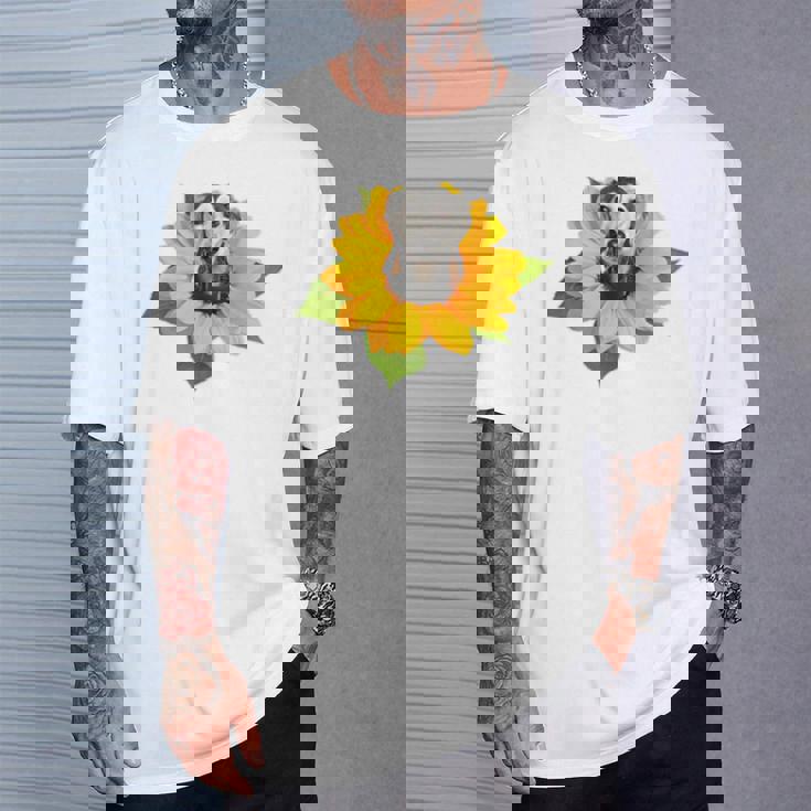 ポケットの中の犬 花 サルーキ Tシャツ 彼への贈り物