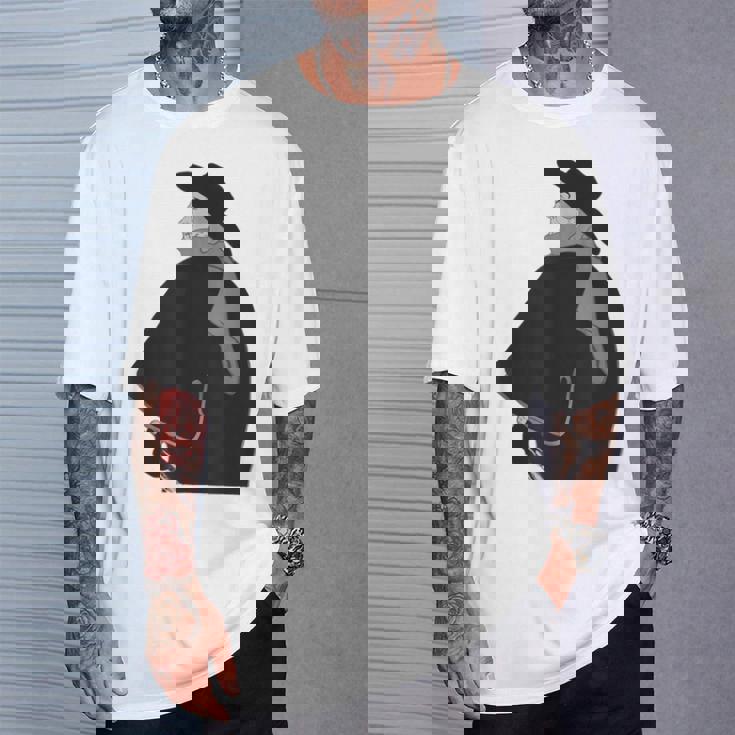 ミステリアスなクロークドクラシック紳士ヴィンテージノワールスタイル Tシャツ 彼への贈り物