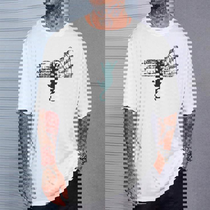 ミュージカル 楽譜上の猫 楽譜 Tシャツ 彼への贈り物