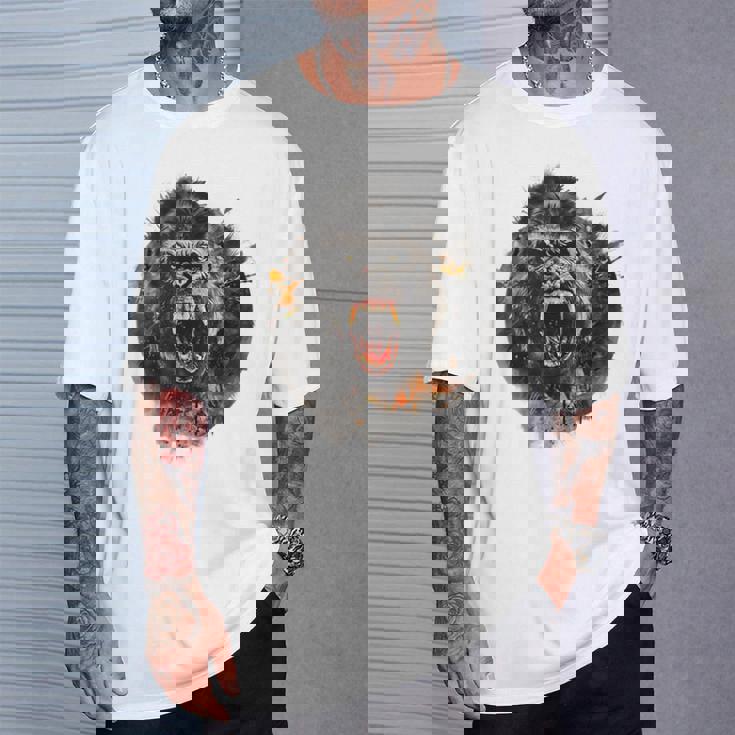 モンキー ゴリラ シルバーバック アニマル スプラッシュ グラフィティ アート Tシャツ 彼への贈り物