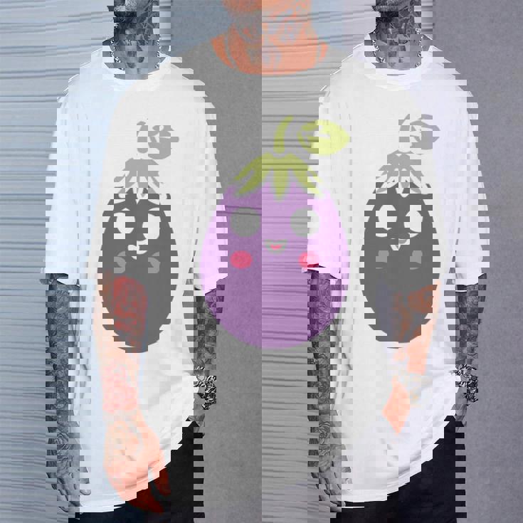 ユーモアフードナスのシンプルなナス 長袖tシャツ Tシャツ 彼への贈り物