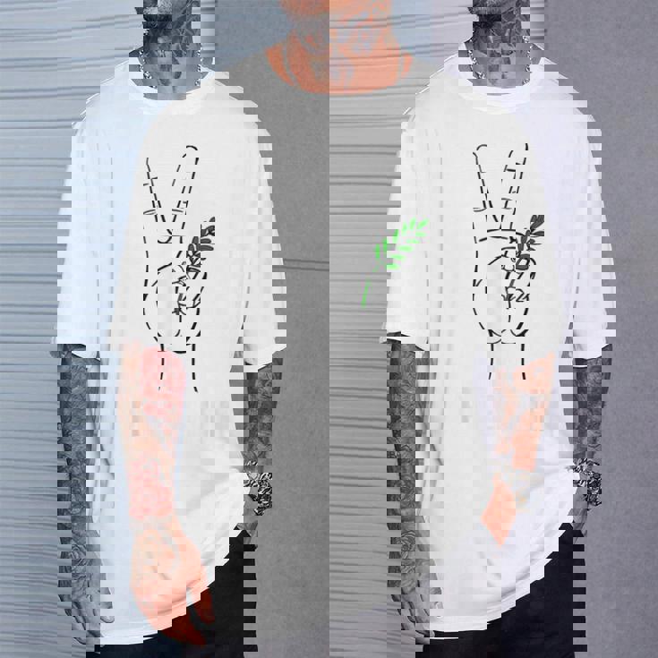 ヨルダン川西岸中東平和鳩オリーブの枝無料パレスチナ Tシャツ 彼への贈り物