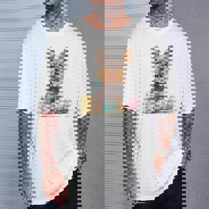 ヨーキー ヨークシャーテリア 犬種 ハッピーイースター メンズ レディース Tシャツ 彼への贈り物