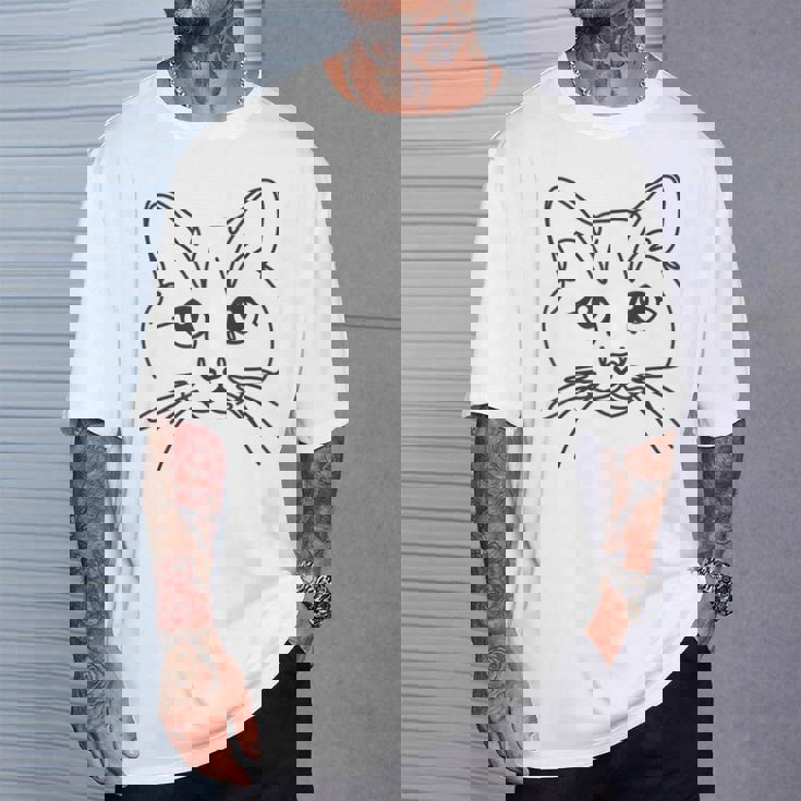 ラインアートお父さんお母さん猫-マンクス猫 Tシャツ 彼への贈り物