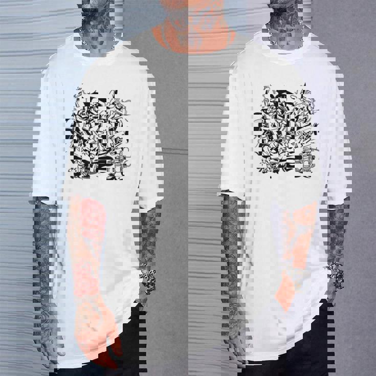 ラップオールドスクールヒップホップグラフィティtシャツとストリートダンス Tシャツ 彼への贈り物