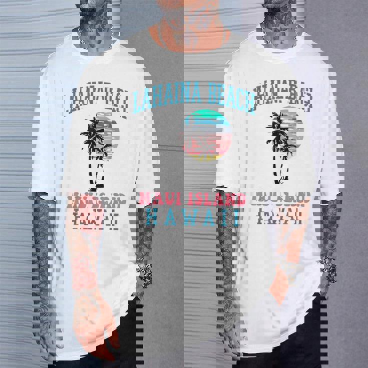 ラハイナ ビーチ マウイ ハワイ ビーチ ヤシの木 夏 ハワイアン Tシャツ 彼への贈り物