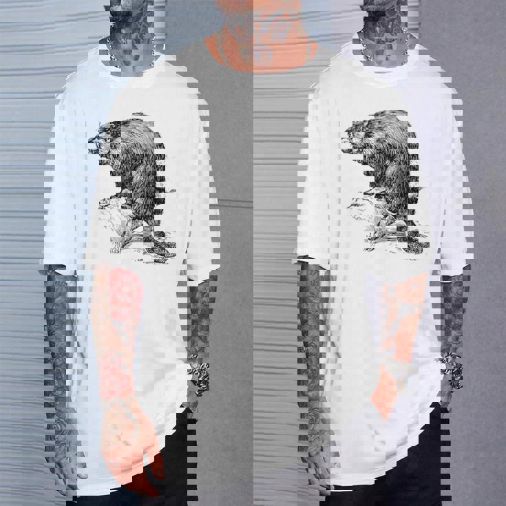 リアルなビーバースケッチ Tシャツ 彼への贈り物