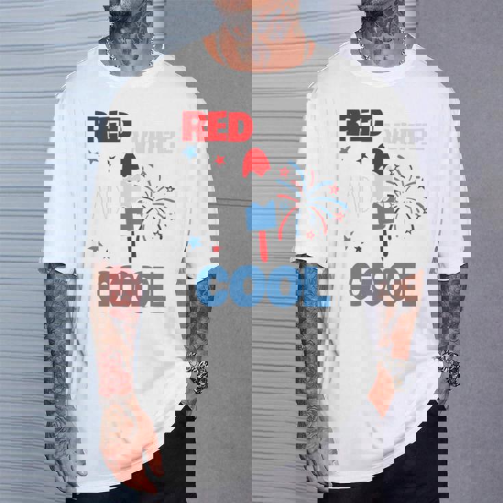 レッド ホワイト クールなアメリカ国旗 アイスキャンディー 面白い 7月4日 長袖tシャツ Tシャツ 彼への贈り物