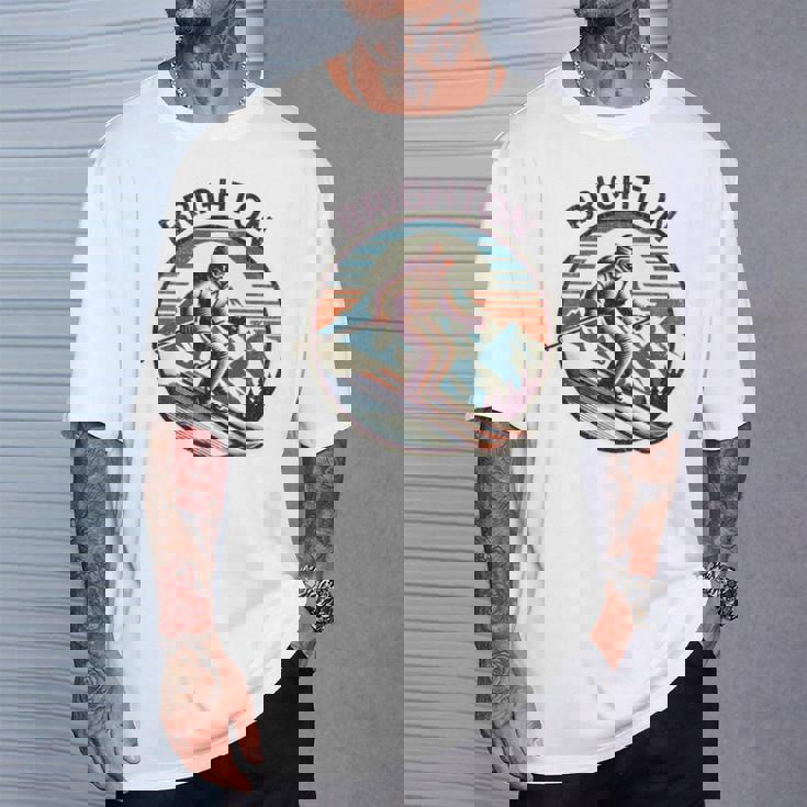 レトロ ヴィンテージ ブライトン ユタ スキー リゾート ウィンタースキー 長袖tシャツ Tシャツ 彼への贈り物