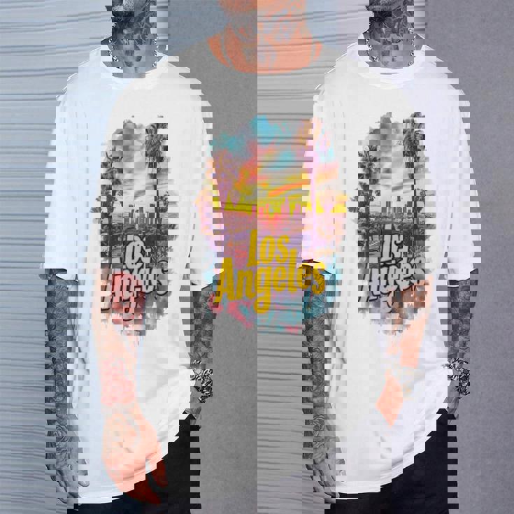 ロサンゼルス カリフォルニア サンセット スカイライン アーバン お土産 Tシャツ 彼への贈り物