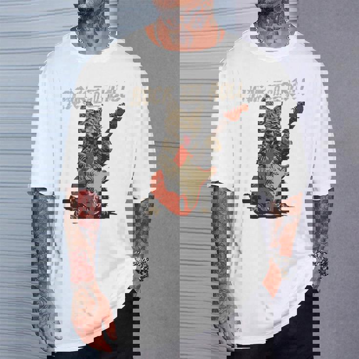 ロックンロール ギター 猫 ビンテージ Rock ギタリスト 猫 長袖tシャツ Tシャツ 彼への贈り物