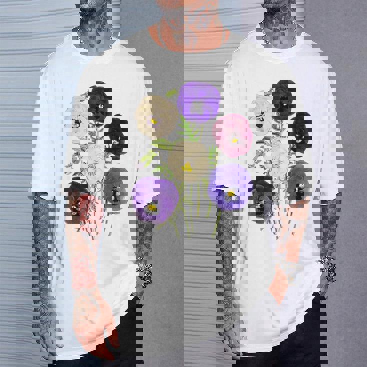 ヴィンテージ パンジー 花 ガーデニング パンジー 恋人 Tシャツ 彼への贈り物