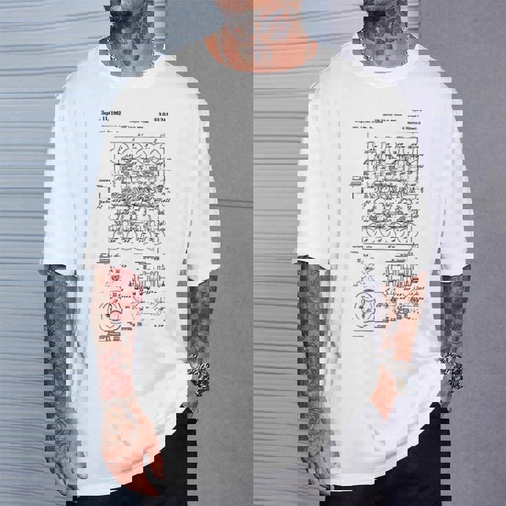 ヴィンテージエンジンブロックの青写真図–メンズカーグラフィック Tシャツ 彼への贈り物