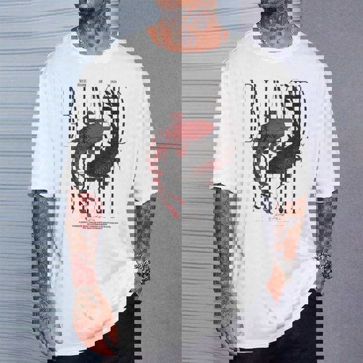 ヴィンテージグラフィティ錦鯉魚バックプリント鯉鯉 Tシャツ 彼への贈り物