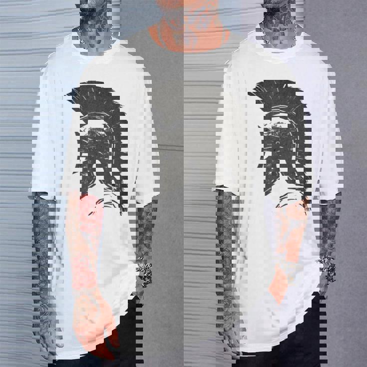 古代戦士ギリシャローマスパルタ兵士ヘルメットグラフィック Tシャツ 彼への贈り物