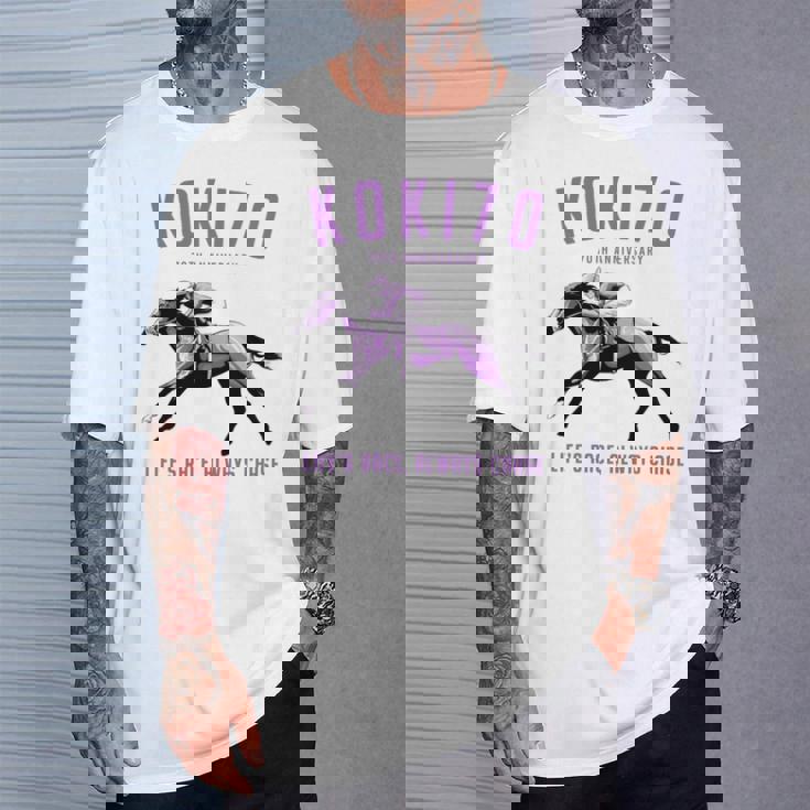 古希祝い 競馬好き うま 馬好き 父 母 男性 女性 70歳お祝い Life's Race Always Chase 長袖tシャツ Tシャツ 彼への贈り物