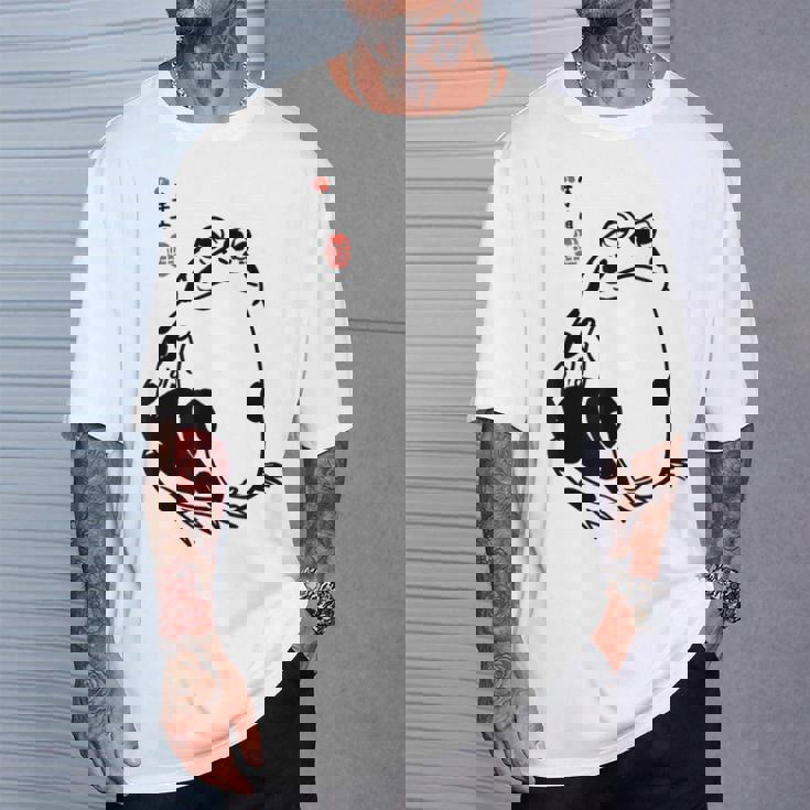 和風カエル漢字ミニマリストアート Tシャツ 彼への贈り物