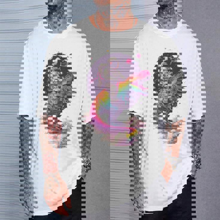 宇宙飛行士tレックス 恐竜 宇宙人 宇宙人 惑星 銀河 Tシャツ 彼への贈り物