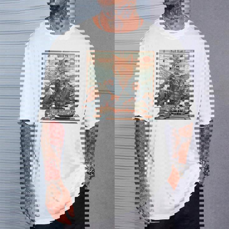 寿司好き ヴィンテージ 子猫 伝統 日本の芸術 猫 長袖tシャツ Tシャツ 彼への贈り物