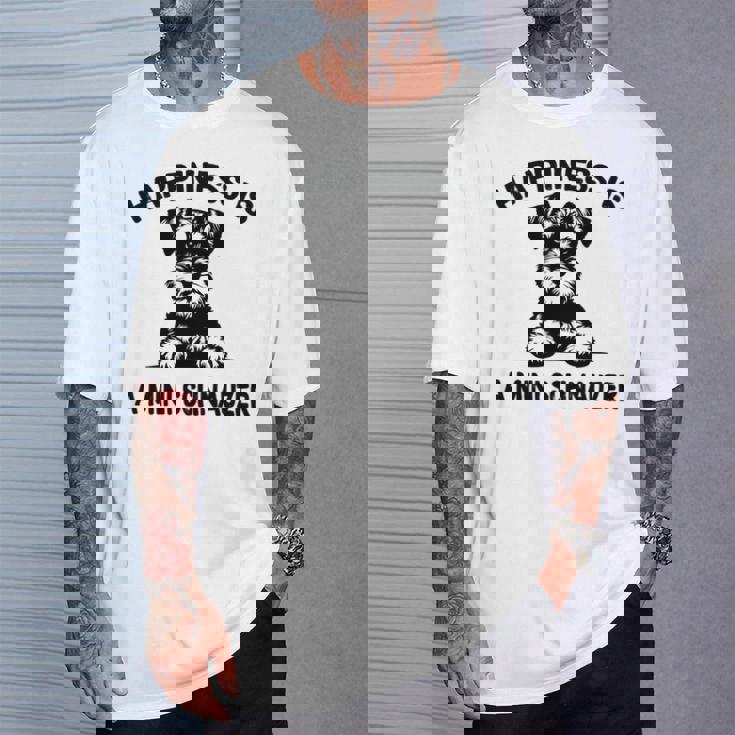 幸せはミニシュナウザー 長袖tシャツ Tシャツ 彼への贈り物