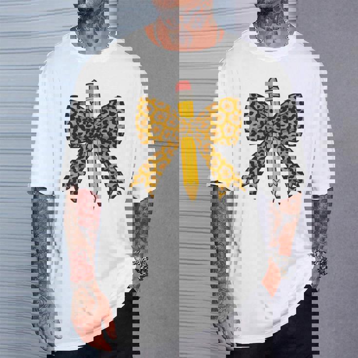 弓鉛筆 ヒョウ柄 初日 新学期 長袖tシャツ Tシャツ 彼への贈り物