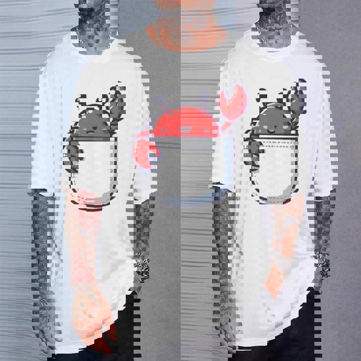 愛らしい かわいい ちび 和 ポケット カワイイ カニ Tシャツ 彼への贈り物