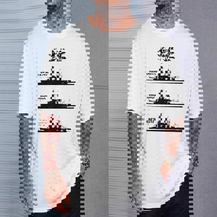 戦艦【長門 金剛 陸奥】軍艦 シルエット 日本 大日本帝国 海軍 帝国海軍 船 面白い ネタ 文字入り ウケ狙い Tシャツ 彼への贈り物