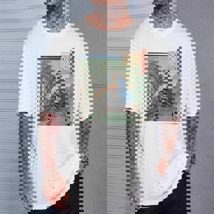 日本 浮世絵 出羽国 山形 山形城 ５７万石 最上義光 源氏 蔵王 力石 バックプリント Tシャツ 彼への贈り物