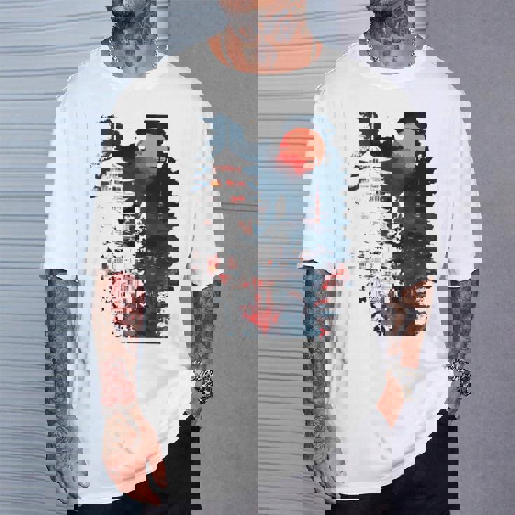 日本の忍者バックプリント。 Tシャツ 彼への贈り物