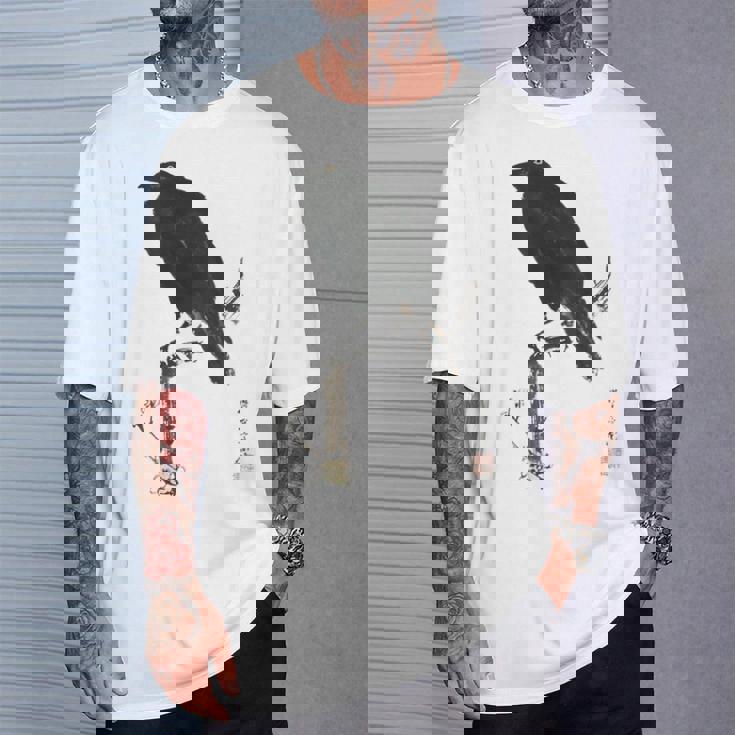 日本美術、浮世絵、河鍋暁斎、カラス 、レトロ、日本文化 Tシャツ 彼への贈り物