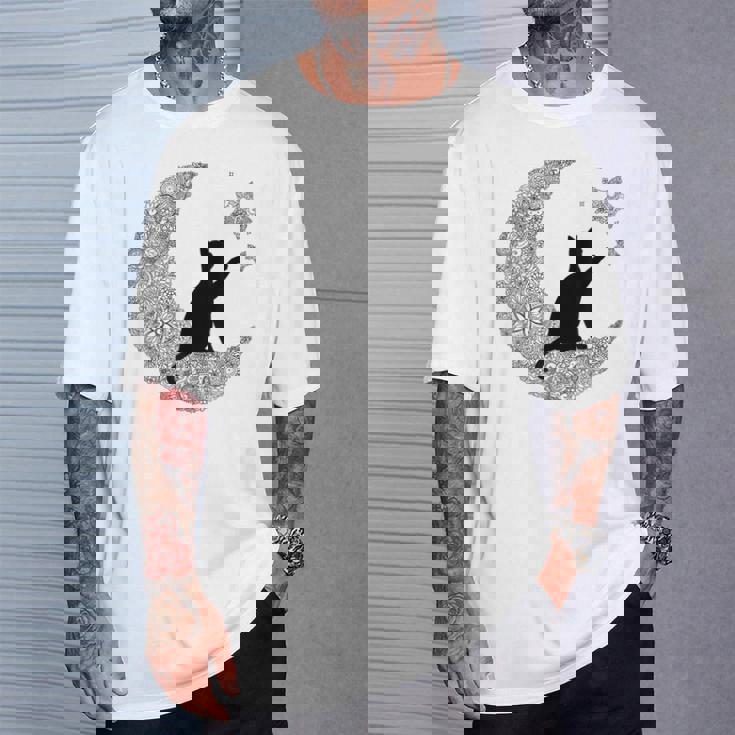 曼荼羅猫tシャツ レディース メンズ ユース 月と星 Tシャツ 彼への贈り物