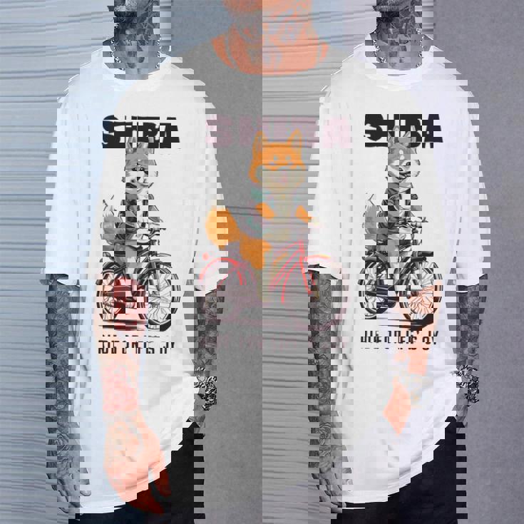 柴犬 いぬ イラスト 柴犬好き 犬好き 自転車 かわいい おもしろ レトロ Ride For Life's Joy 長袖tシャツ Tシャツ 彼への贈り物