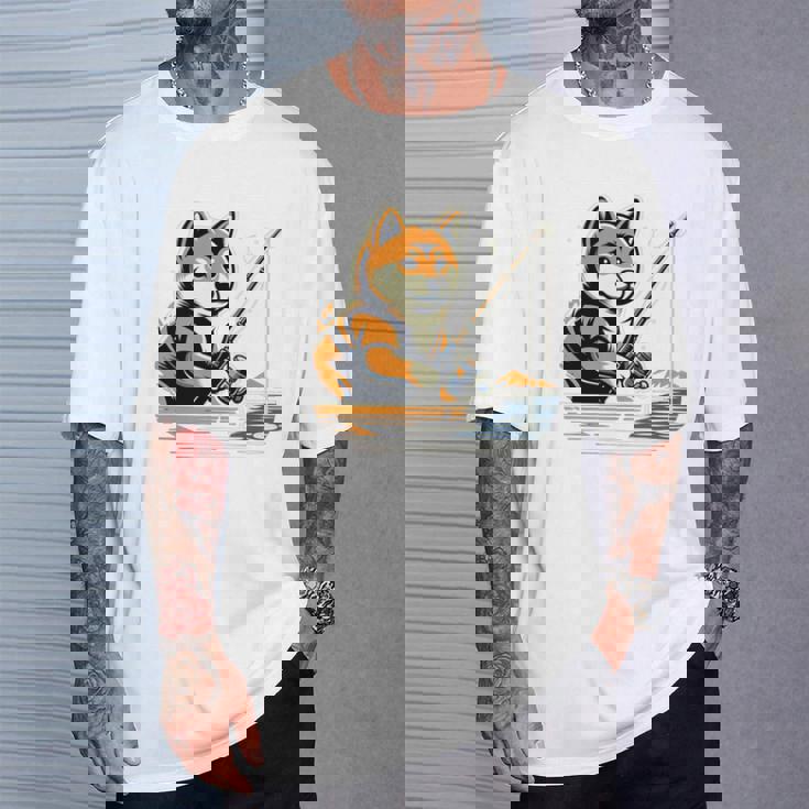 柴犬 犬 イヌ 面白いtシャツ 釣り 釣りバカ 釣り人 メンズ おもしろ 面白い 服 海釣り 川釣り 文字tシャツ 長袖tシャツ Tシャツ 彼への贈り物