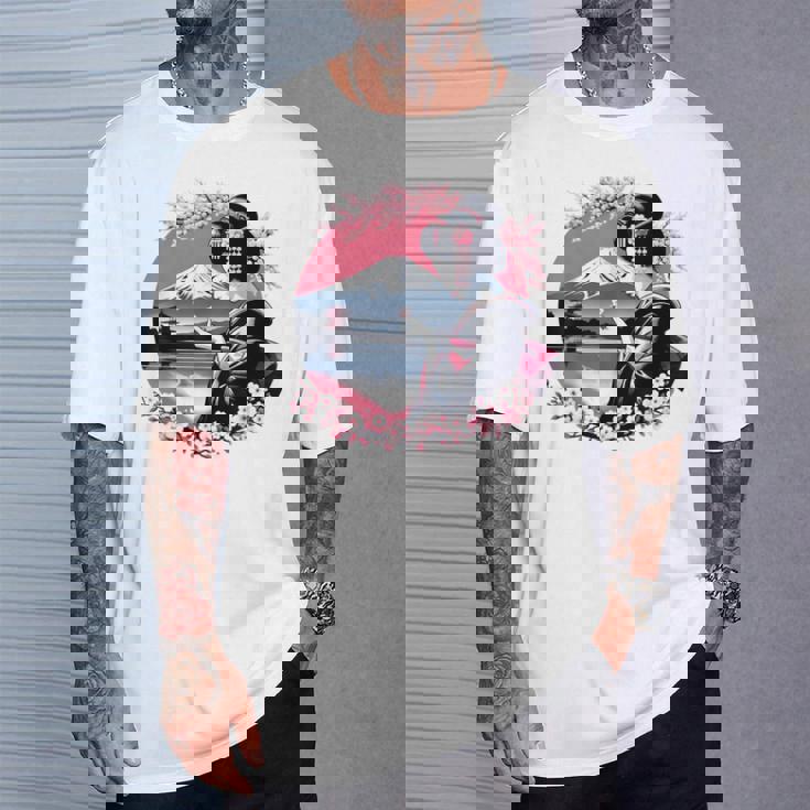 桜 さくら 芸者 富士山 日本のグラフィック Tシャツ 彼への贈り物