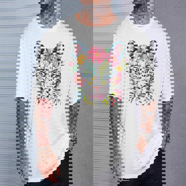 水彩ファンタジー風プーマの花 Tシャツ 彼への贈り物