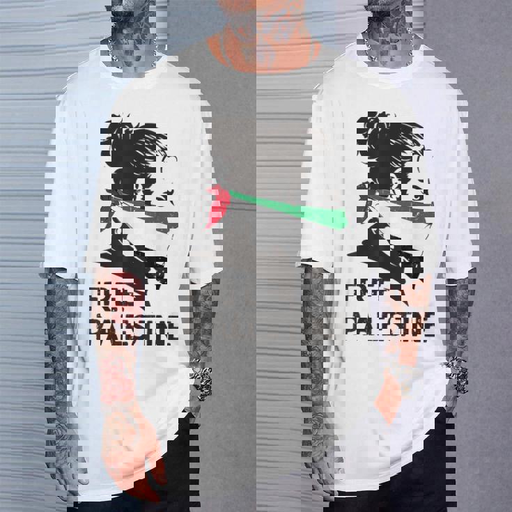 無料パレスチナ国旗 ガザの終わり占領 パレスチナ語 Tシャツ 彼への贈り物