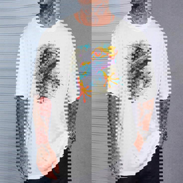 爬虫類とカラフルなヤモリ Tシャツ 彼への贈り物