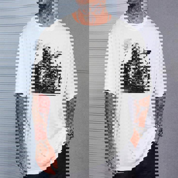 犬がドラムを叩く 長袖tシャツ Tシャツ 彼への贈り物