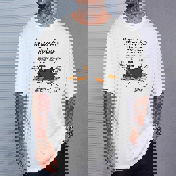 犬の解剖学ドーベルマン犬 長袖tシャツ Tシャツ 彼への贈り物